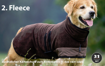 3in1 Ersatz-Fleece Hundecape zum Einknöpfen, braun 3in1 Ersatz-Fleece Hundecape zum Einknöpfen, braun