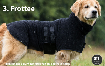 3in1 Ersatz-Frottee Hundecape zum Einknöpfen, black 3in1 Ersatz-Frottee Hundecape zum Einknöpfen, black